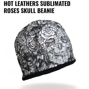 Hot Leathers Sublimated Roses Skull Beanie